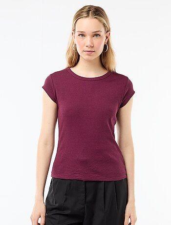 T-shirt in jersey a coste maniche corte