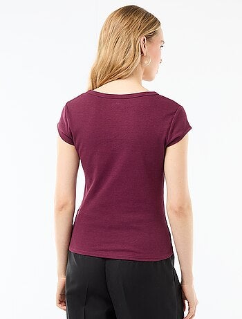 T-shirt in jersey a coste maniche corte
