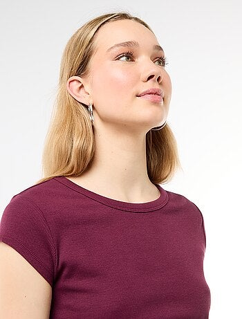 T-shirt in jersey a coste maniche corte