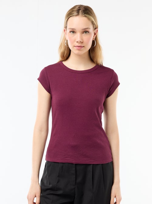 T-shirt in jersey a coste maniche corte - Kiabi