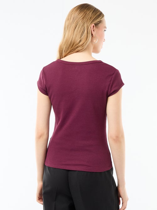 T-shirt in jersey a coste maniche corte - Kiabi