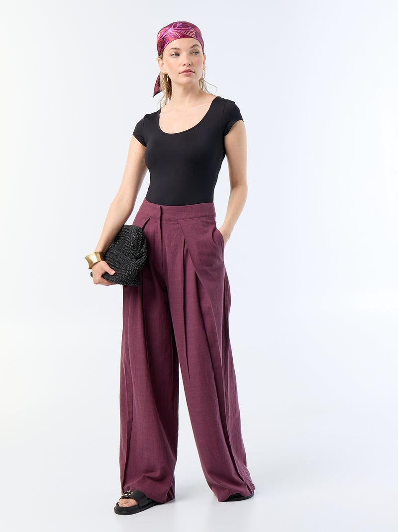 T-shirt in jersey a coste maniche corte Rosso - Kiabi
