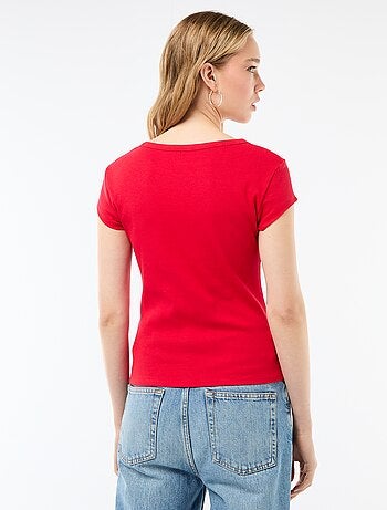 T-shirt in jersey a coste maniche corte