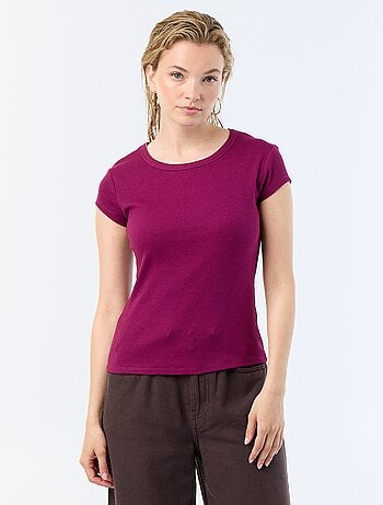 T-shirt in jersey a coste maniche corte