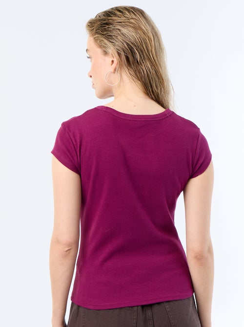 T-shirt in jersey a coste maniche corte - Kiabi