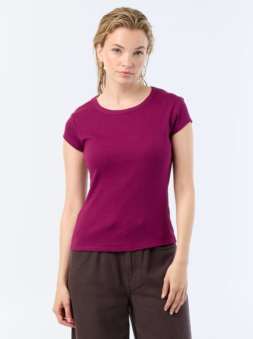 T-shirt in jersey a coste maniche corte - Kiabi