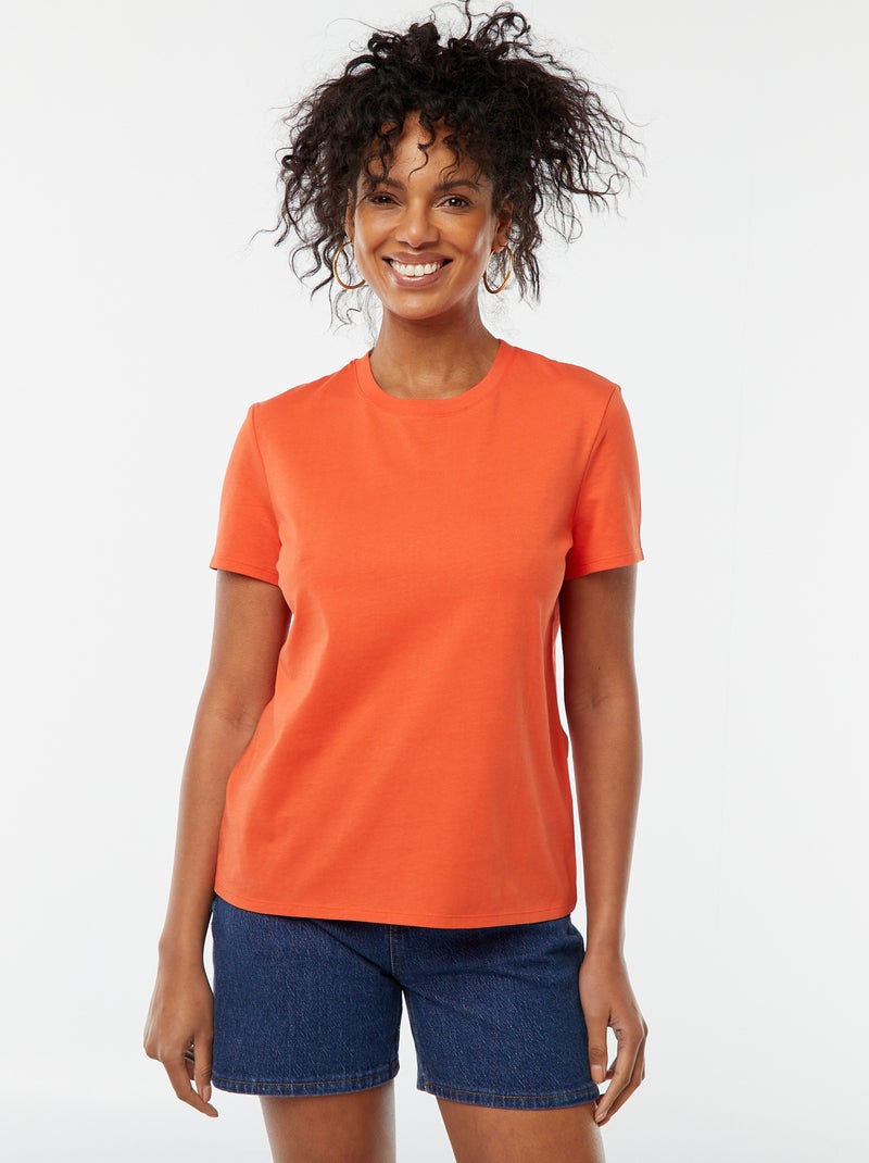 T-shirt in jersey a maniche corte Arancione - Kiabi