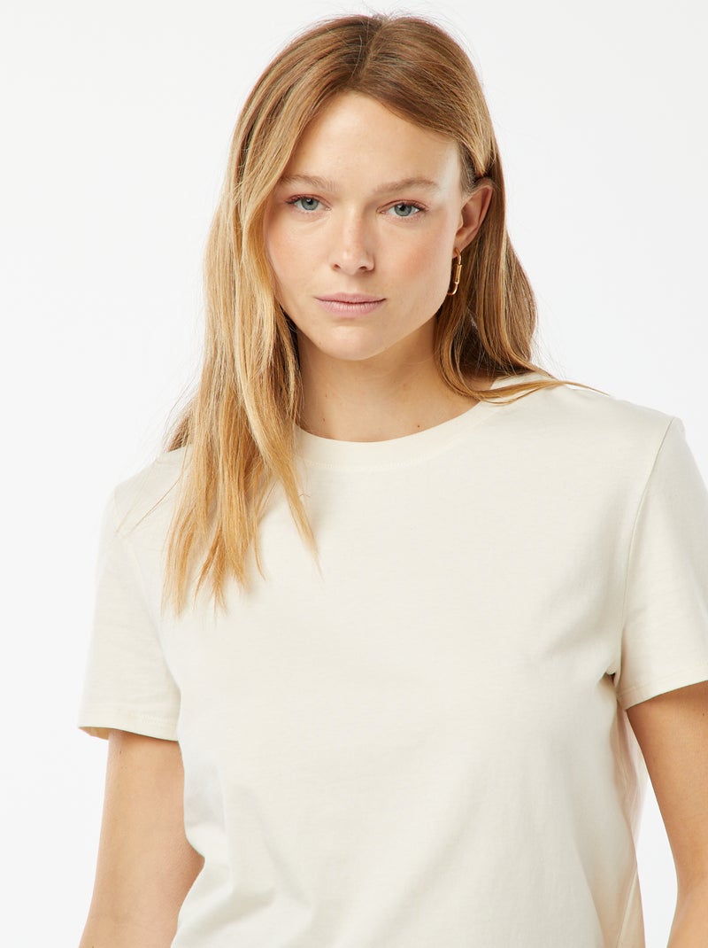 T-shirt in jersey a maniche corte beige - Kiabi