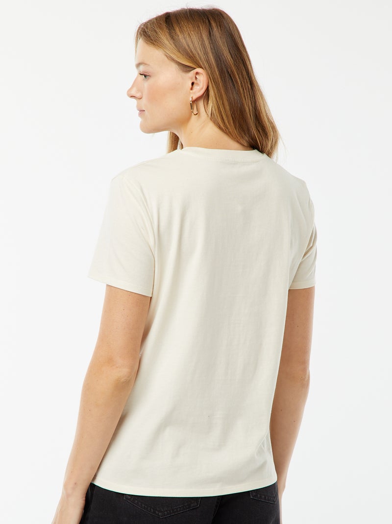 T-shirt in jersey a maniche corte beige - Kiabi