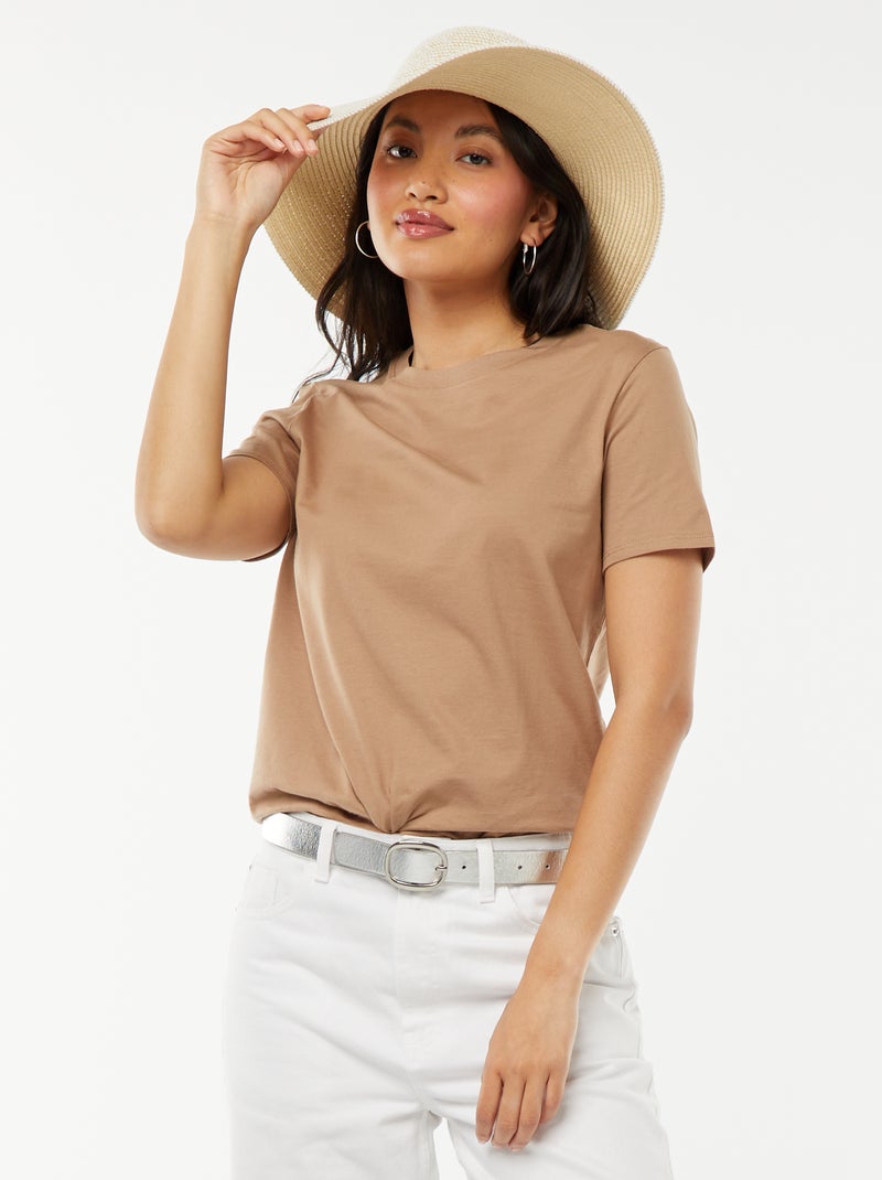 T-shirt in jersey a maniche corte Beige - Kiabi