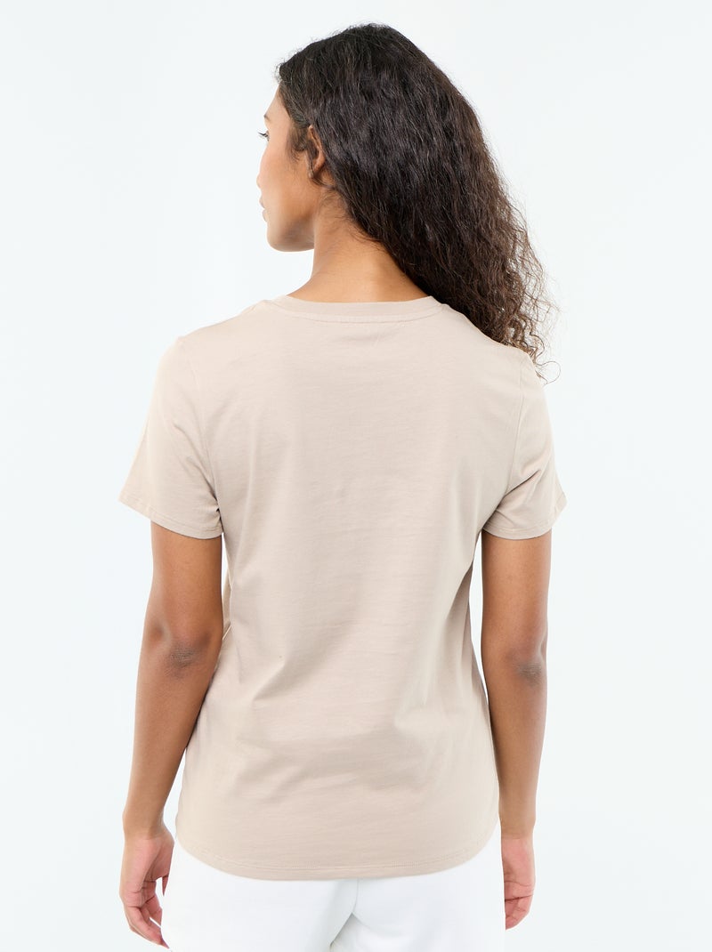 T-shirt in jersey a maniche corte Beige - Kiabi