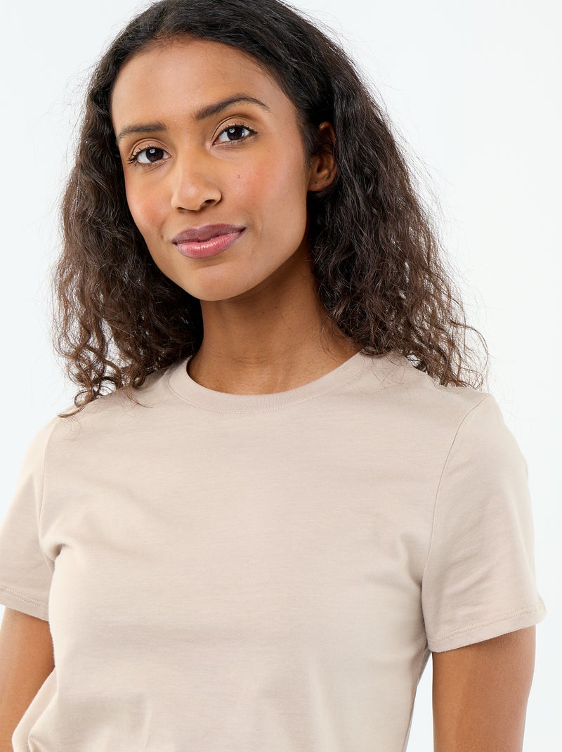 T-shirt in jersey a maniche corte Beige - Kiabi