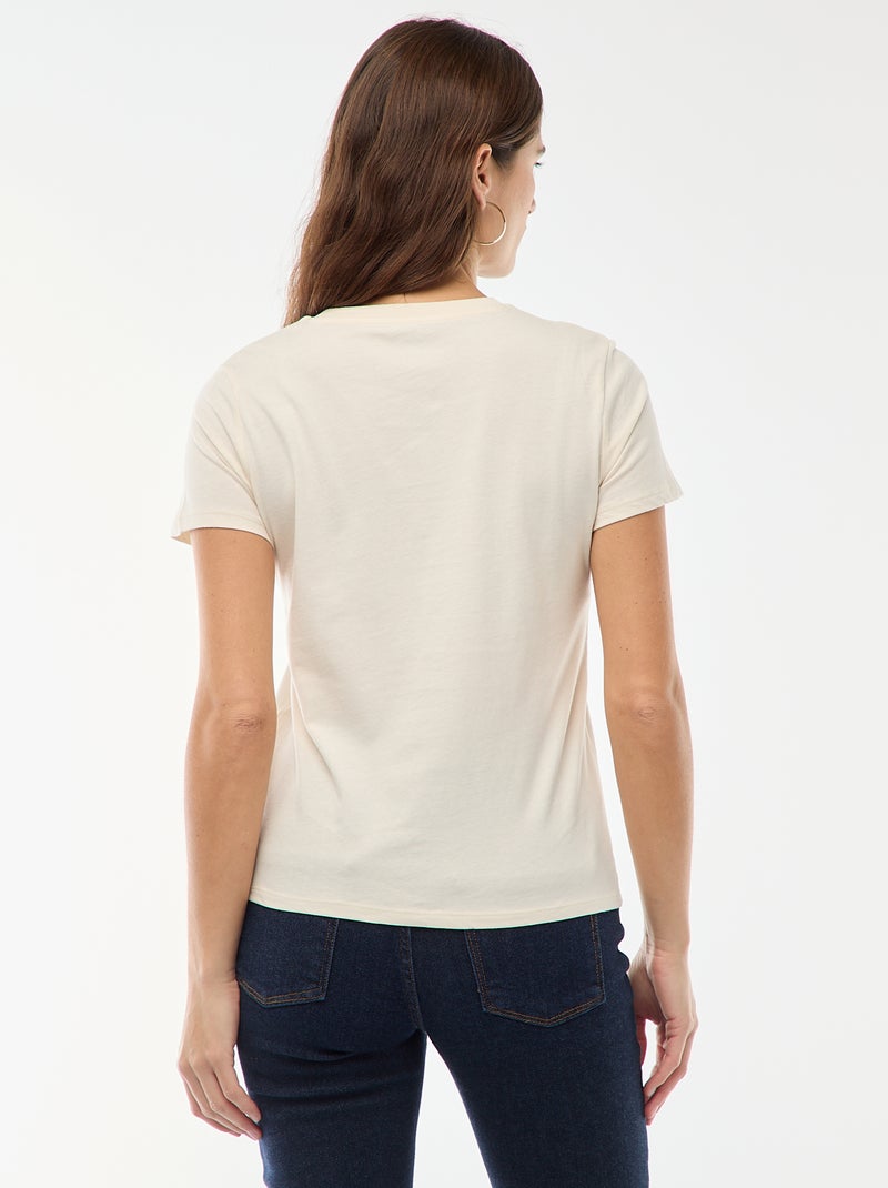 T-shirt in jersey a maniche corte Bianco Ecru - Kiabi