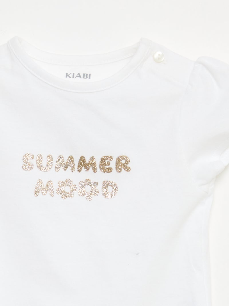 T-shirt in jersey a maniche corte Bianco - Kiabi