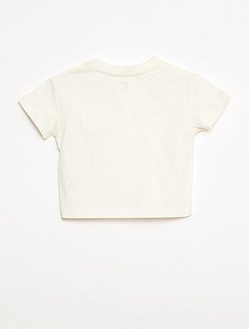T-shirt in jersey a maniche corte con fiocchi decorativi