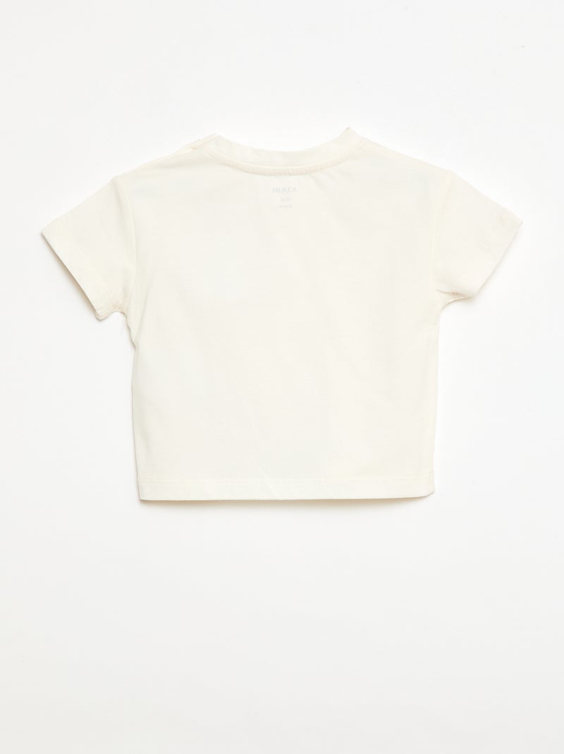 T-shirt in jersey a maniche corte con fiocchi decorativi Bianco - Kiabi