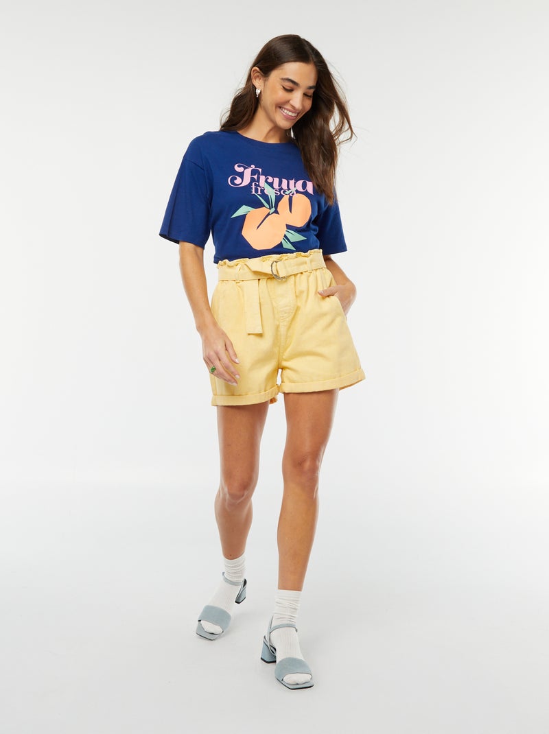 T-shirt in jersey a maniche corte con stampa BLU - Kiabi