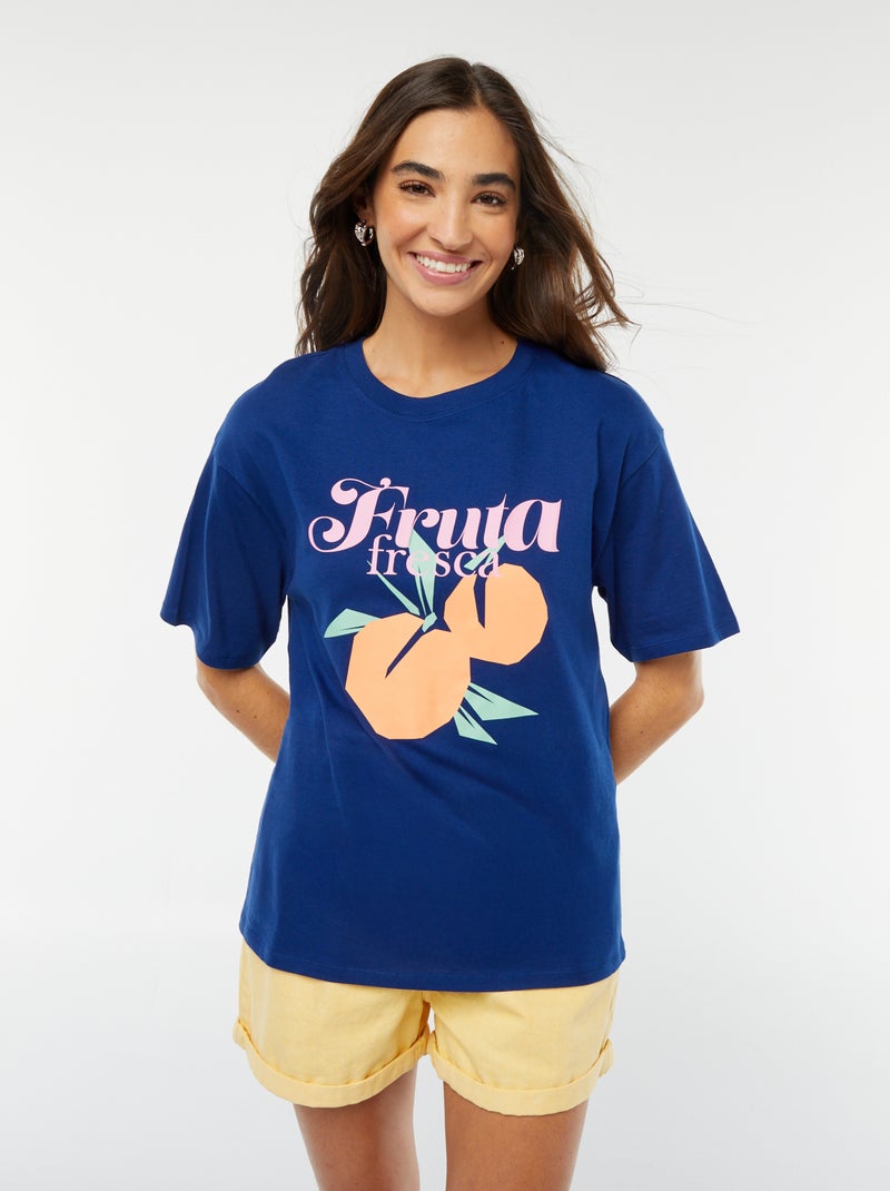 T-shirt in jersey a maniche corte con stampa BLU - Kiabi