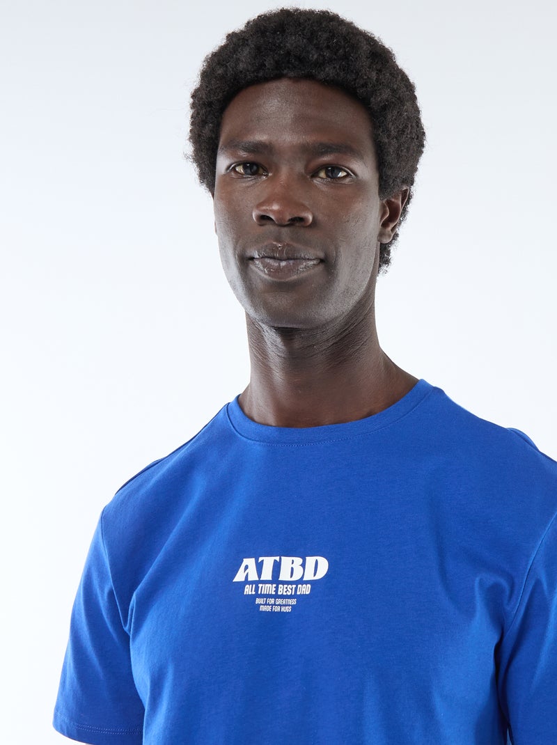 T-shirt in jersey a maniche corte con stampa fronte/retro Blu - Kiabi