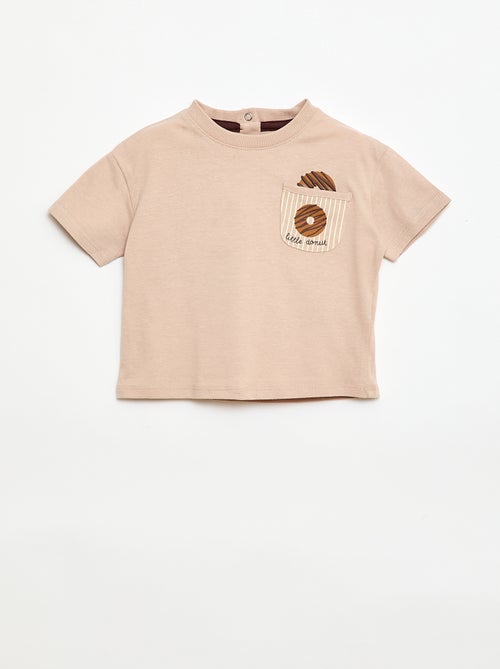 T-shirt in jersey a maniche corte con taschino stampato - Kiabi