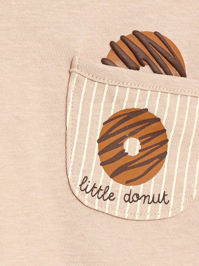 T-shirt in jersey a maniche corte con taschino stampato Beige - Kiabi