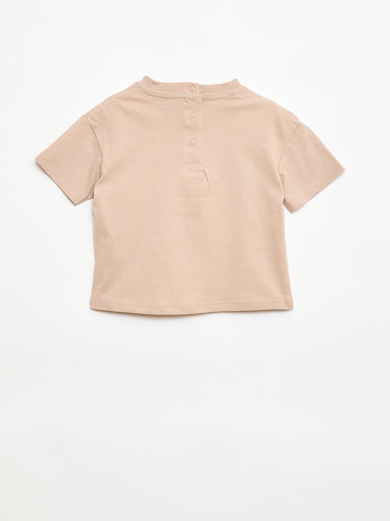 T-shirt in jersey a maniche corte con taschino stampato Beige - Kiabi