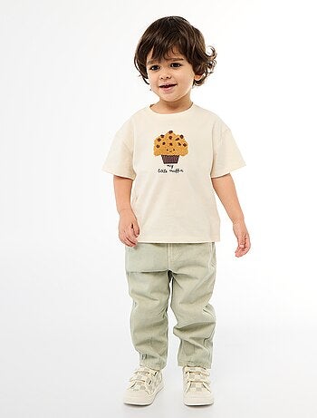 T-shirt in jersey a maniche corte con taschino stampato