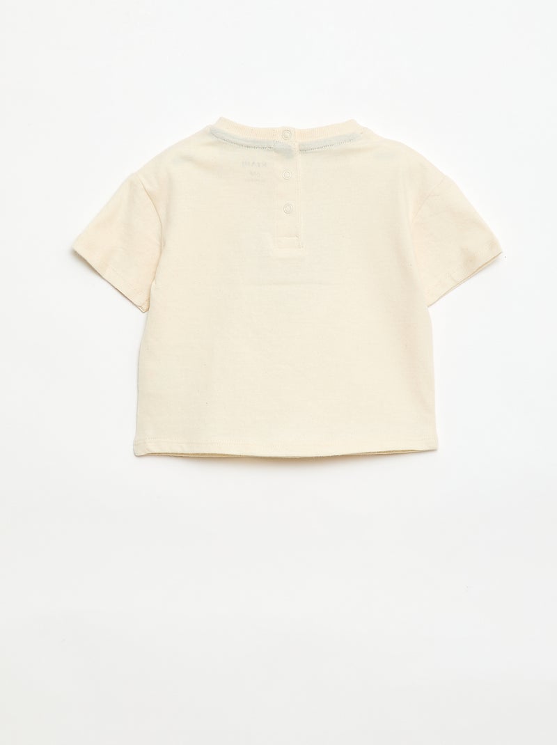 T-shirt in jersey a maniche corte con taschino stampato Bianco - Kiabi