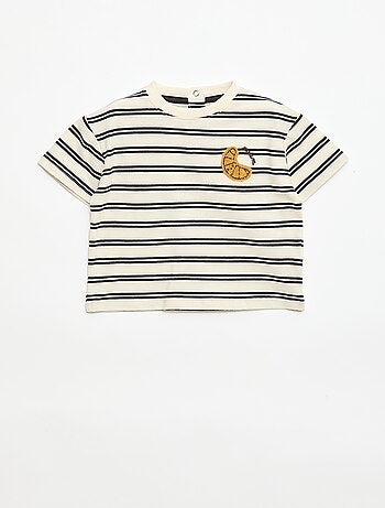 T-shirt in jersey a maniche corte con taschino stampato