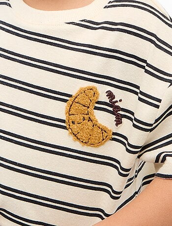 T-shirt in jersey a maniche corte con taschino stampato