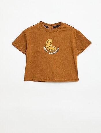 T-shirt in jersey a maniche corte con taschino stampato