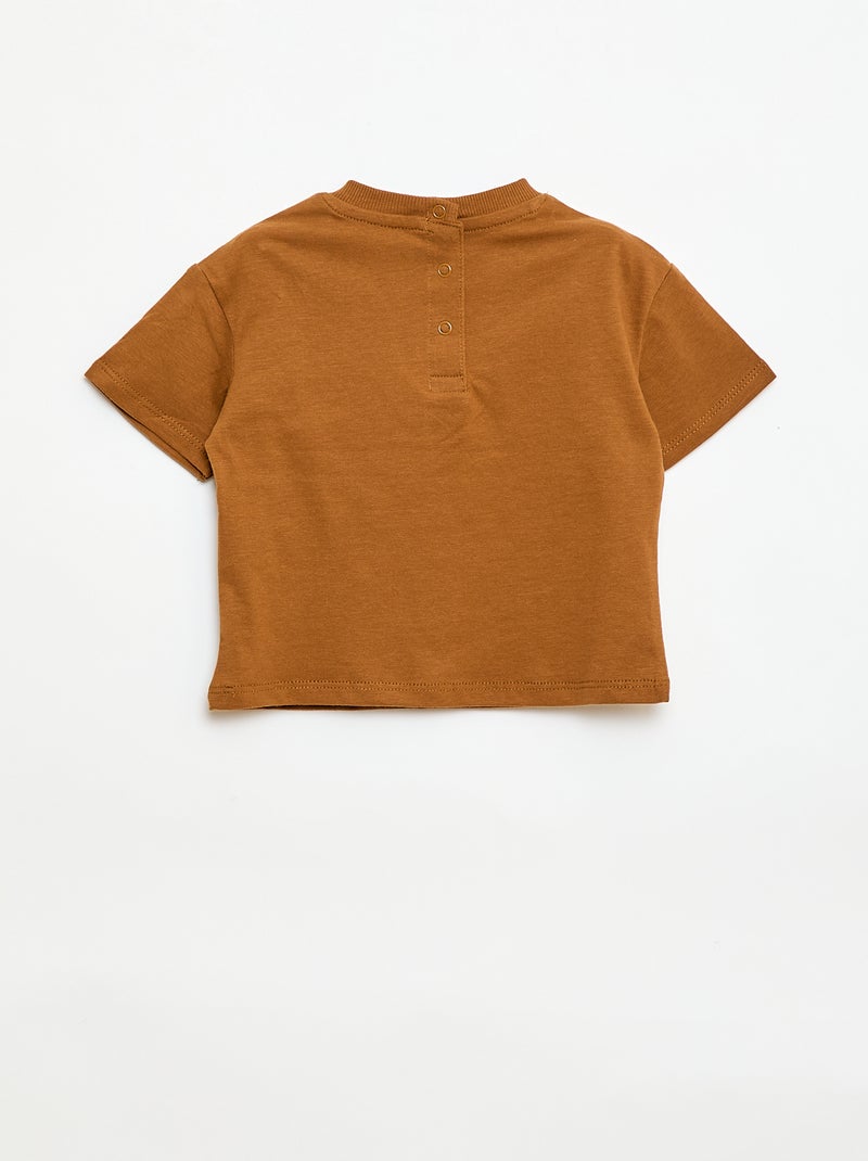 T-shirt in jersey a maniche corte con taschino stampato Marrone - Kiabi