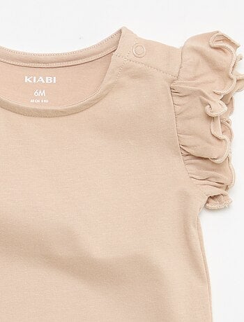 T-shirt in jersey a maniche corte con volant