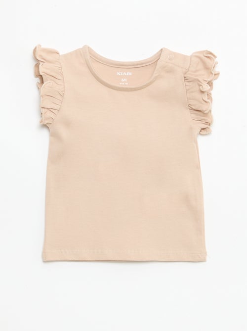 T-shirt in jersey a maniche corte con volant - Kiabi