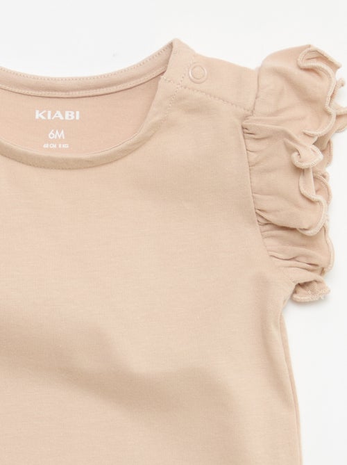 T-shirt in jersey a maniche corte con volant - Kiabi