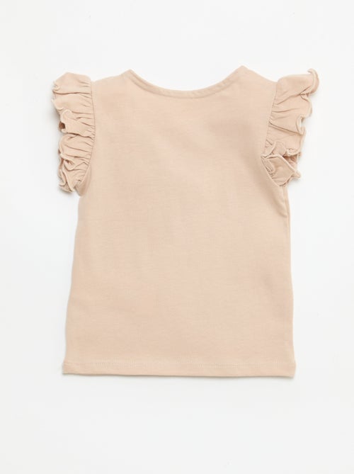 T-shirt in jersey a maniche corte con volant - Kiabi