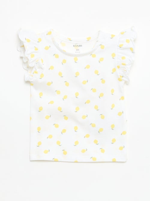 T-shirt in jersey a maniche corte con volant - Kiabi