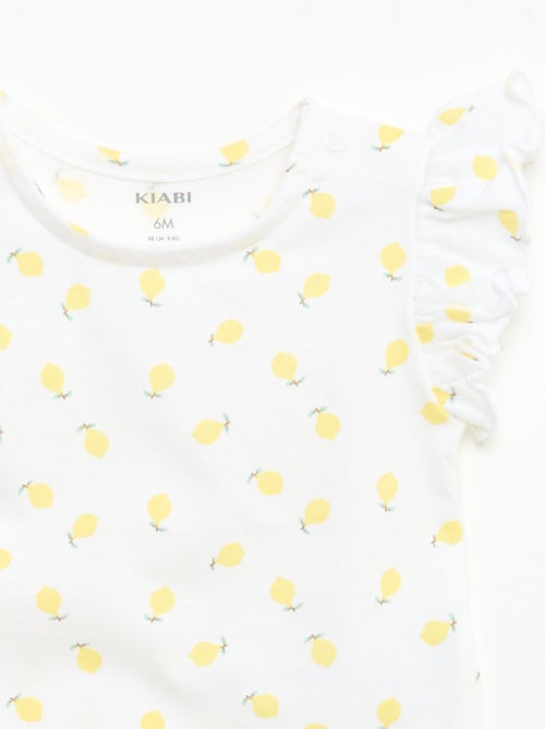 T-shirt in jersey a maniche corte con volant - Kiabi