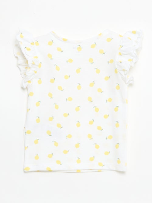 T-shirt in jersey a maniche corte con volant - Kiabi