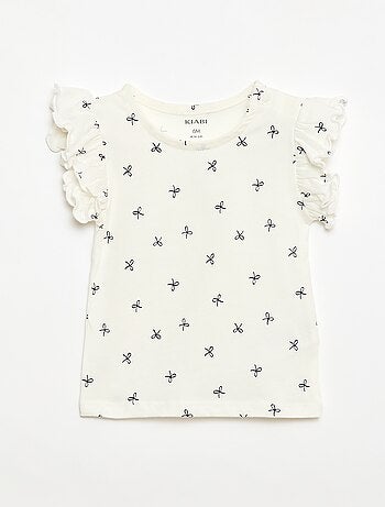 T-shirt in jersey a maniche corte con volant
