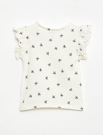 T-shirt in jersey a maniche corte con volant