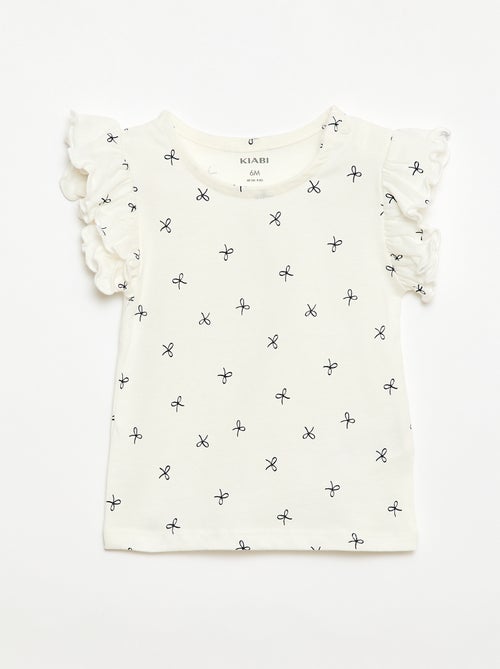 T-shirt in jersey a maniche corte con volant - Kiabi