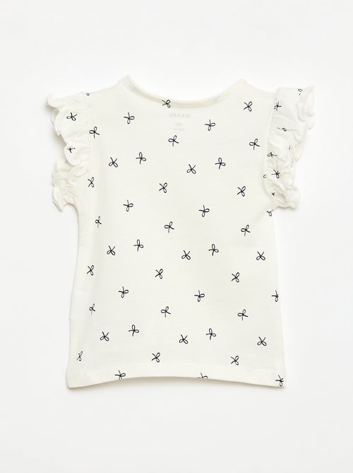 T-shirt in jersey a maniche corte con volant - Kiabi