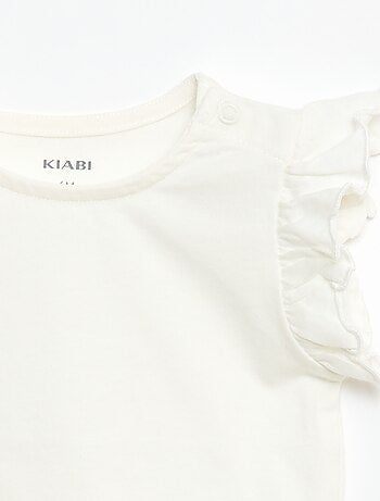 T-shirt in jersey a maniche corte con volant