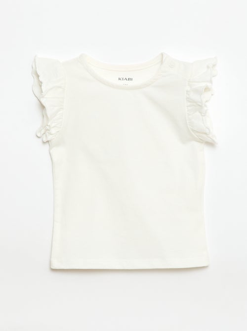 T-shirt in jersey a maniche corte con volant - Kiabi