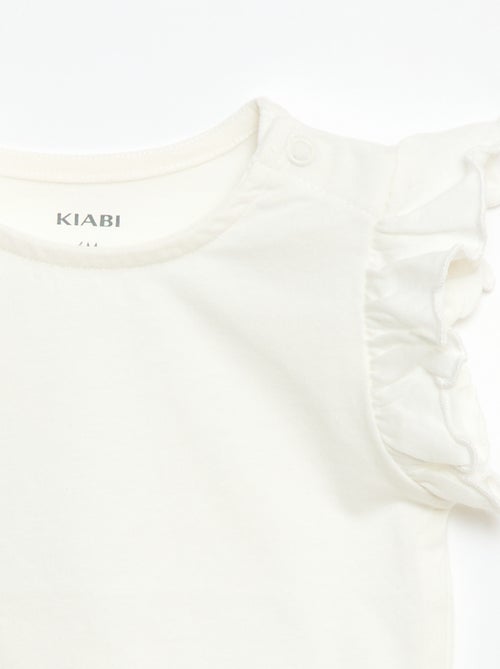T-shirt in jersey a maniche corte con volant - Kiabi