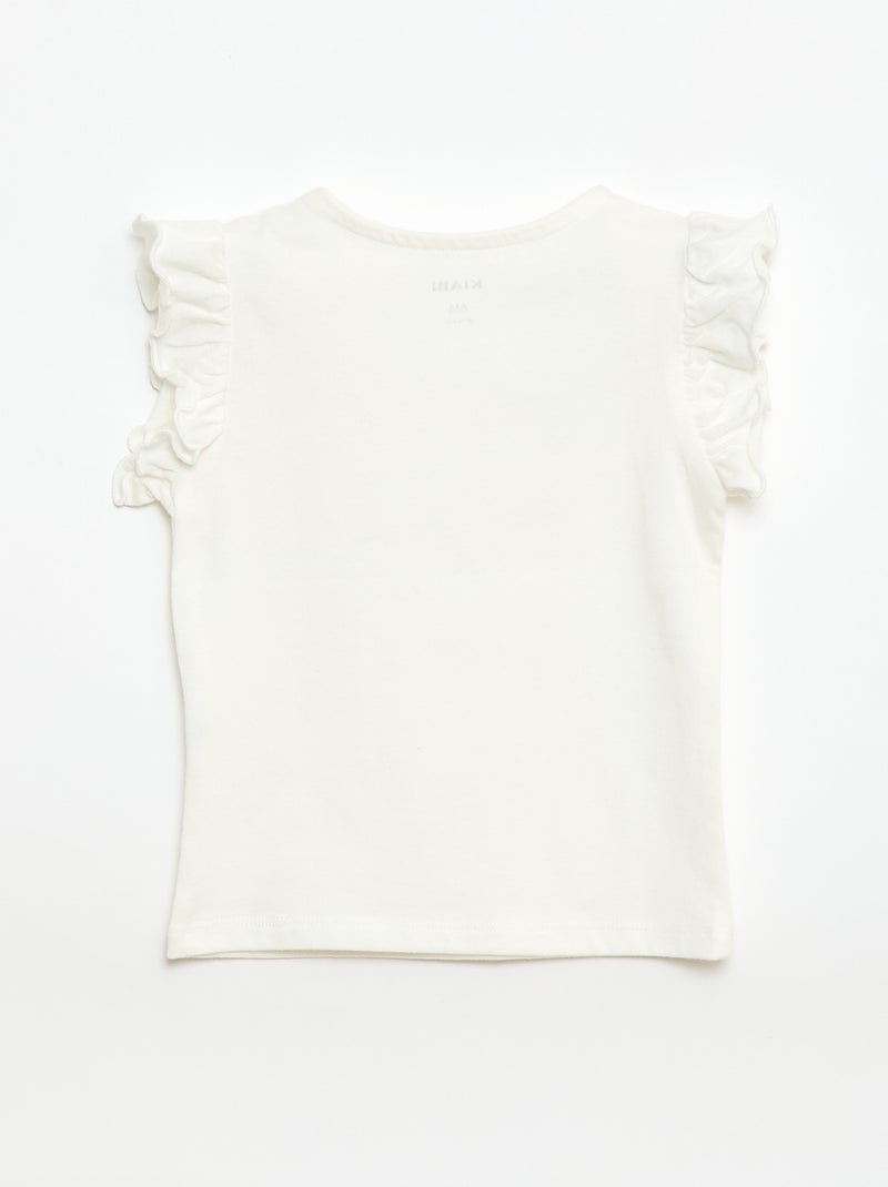 T-shirt in jersey a maniche corte con volant Bianco - Kiabi