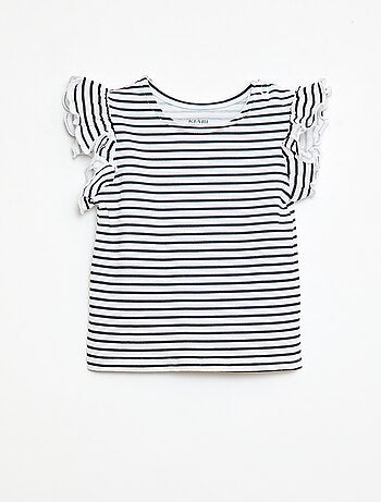 T-shirt in jersey a maniche corte con volant