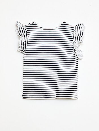 T-shirt in jersey a maniche corte con volant