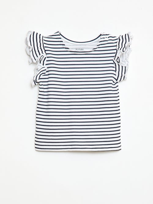 T-shirt in jersey a maniche corte con volant - Kiabi